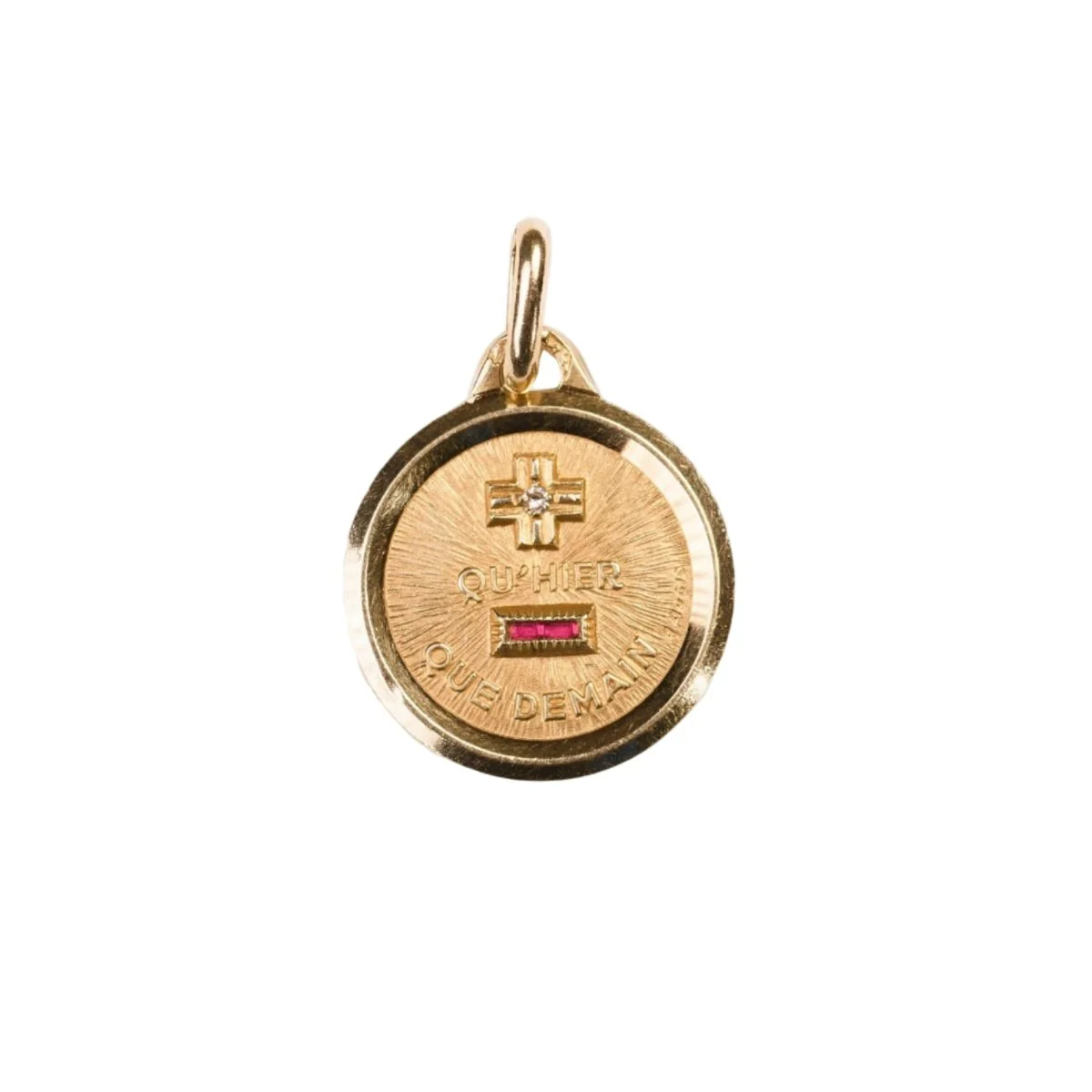 Médaille d'amour AUGIS ronde vintage en or jaune