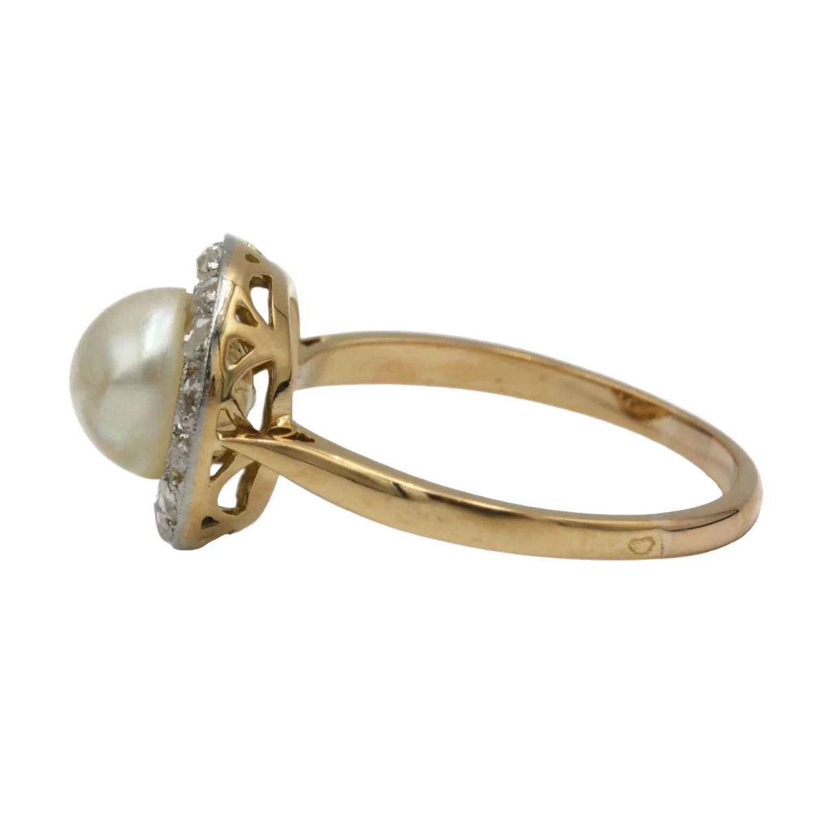 Bague Entourage en or jaune, platine et diamants - Image 3