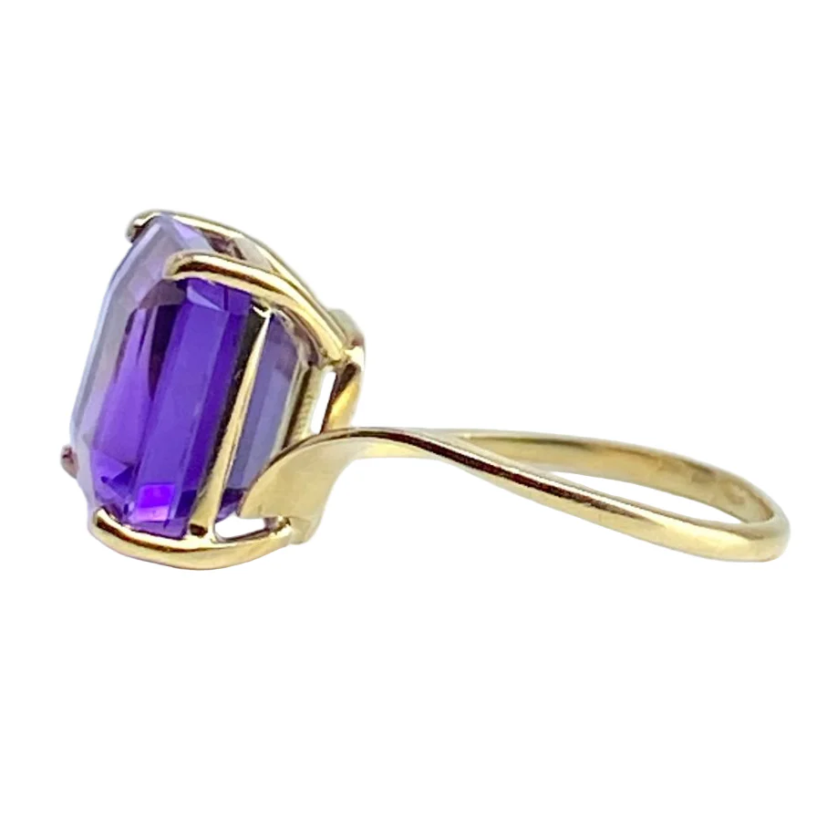 Bague Cocktail en or jaune et améthyste - Image 3