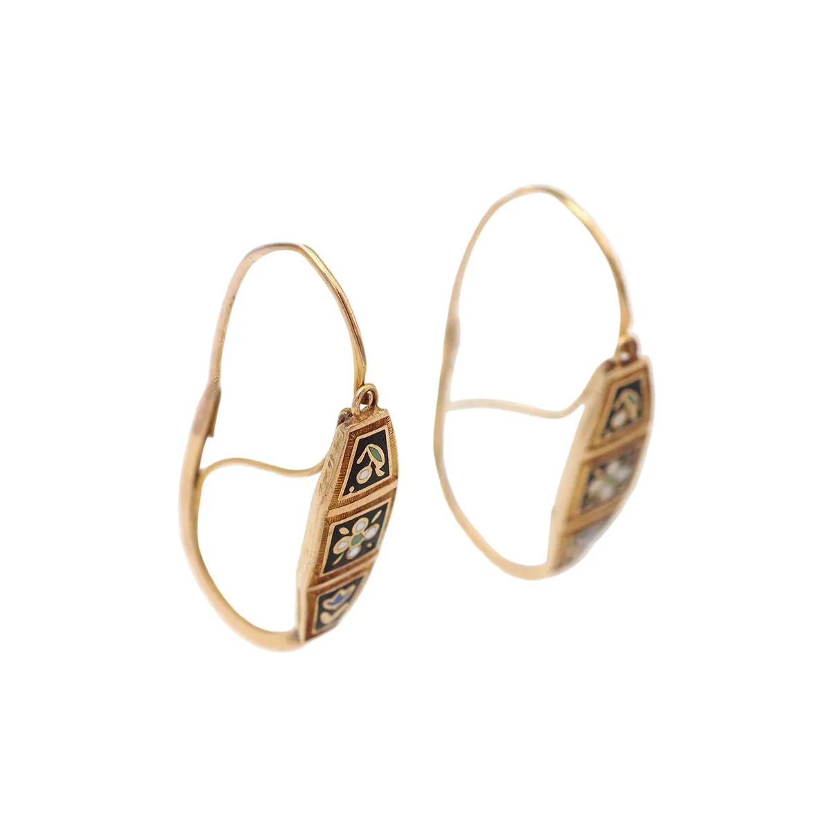 Boucles d'oreilles Dormeuses en or jaune et émail - Image 3
