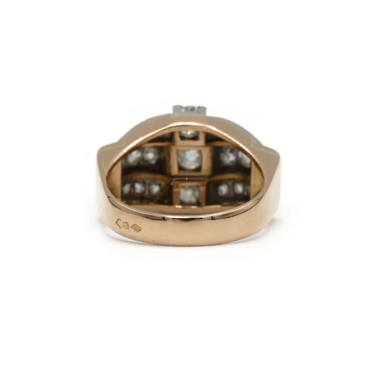 Bague Tank - Or rose, Platine et Diamants - Image 3