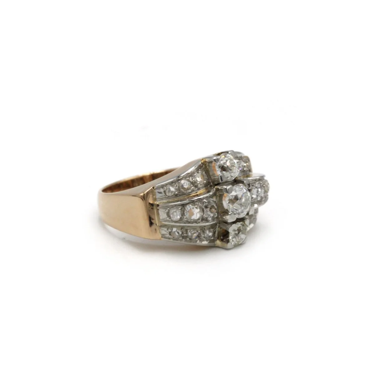 Bague Tank - Or rose, Platine et Diamants - Image 4