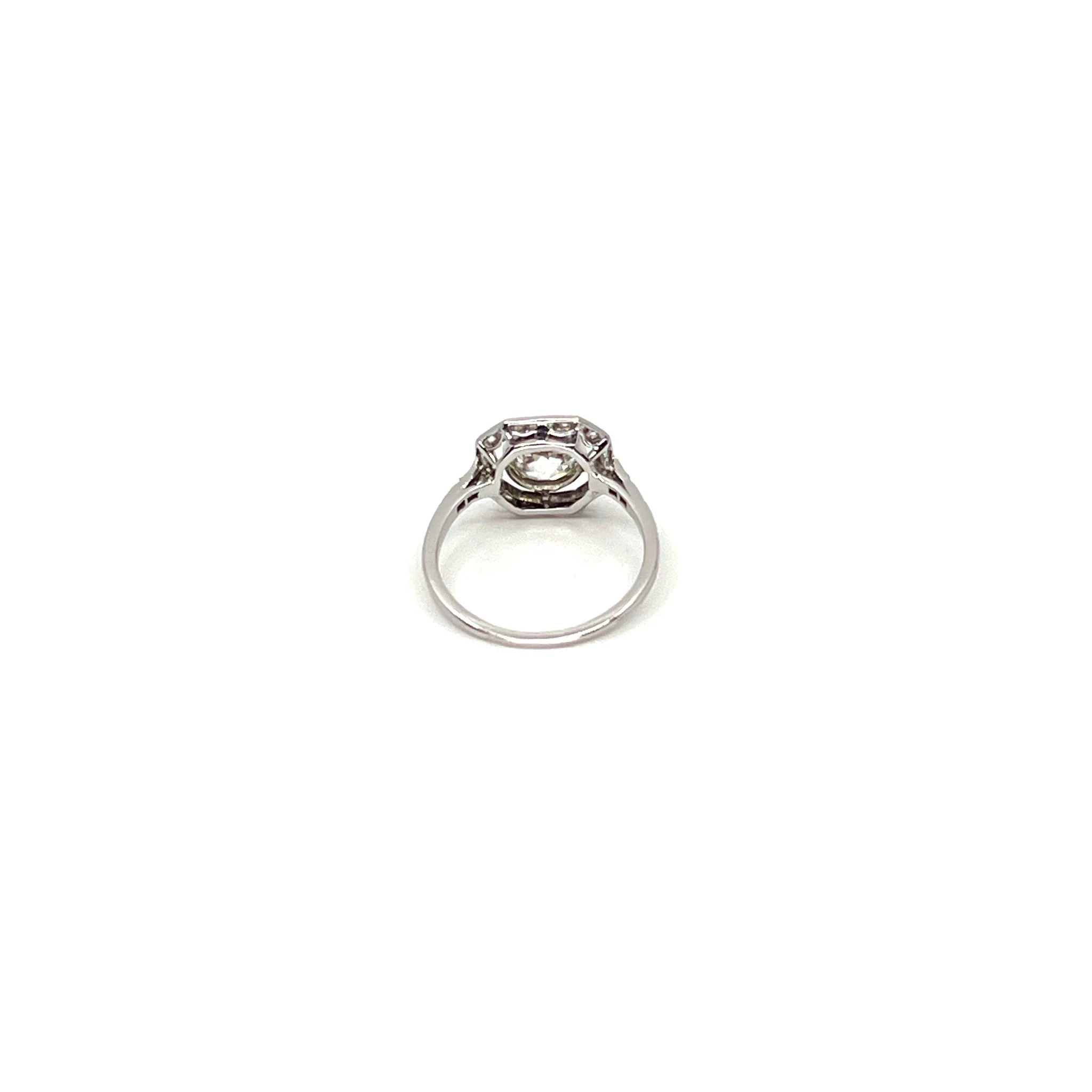 Bague Solitaire Art Déco en platine et diamant - Image 3