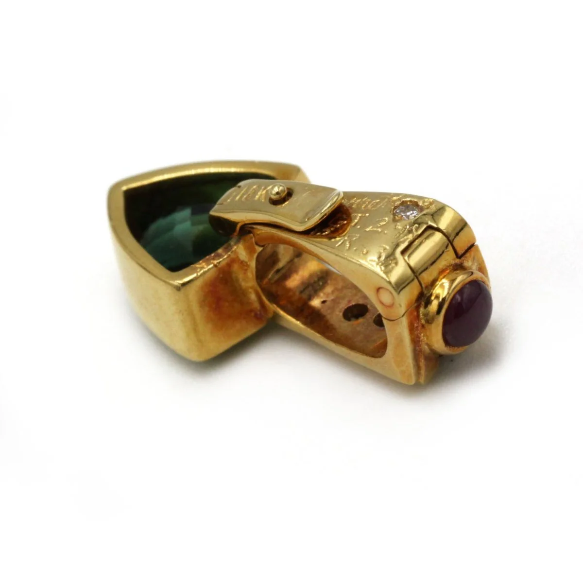 Pendentif - Or, Diamants, Rubis & Tourmaline verte - Image 3