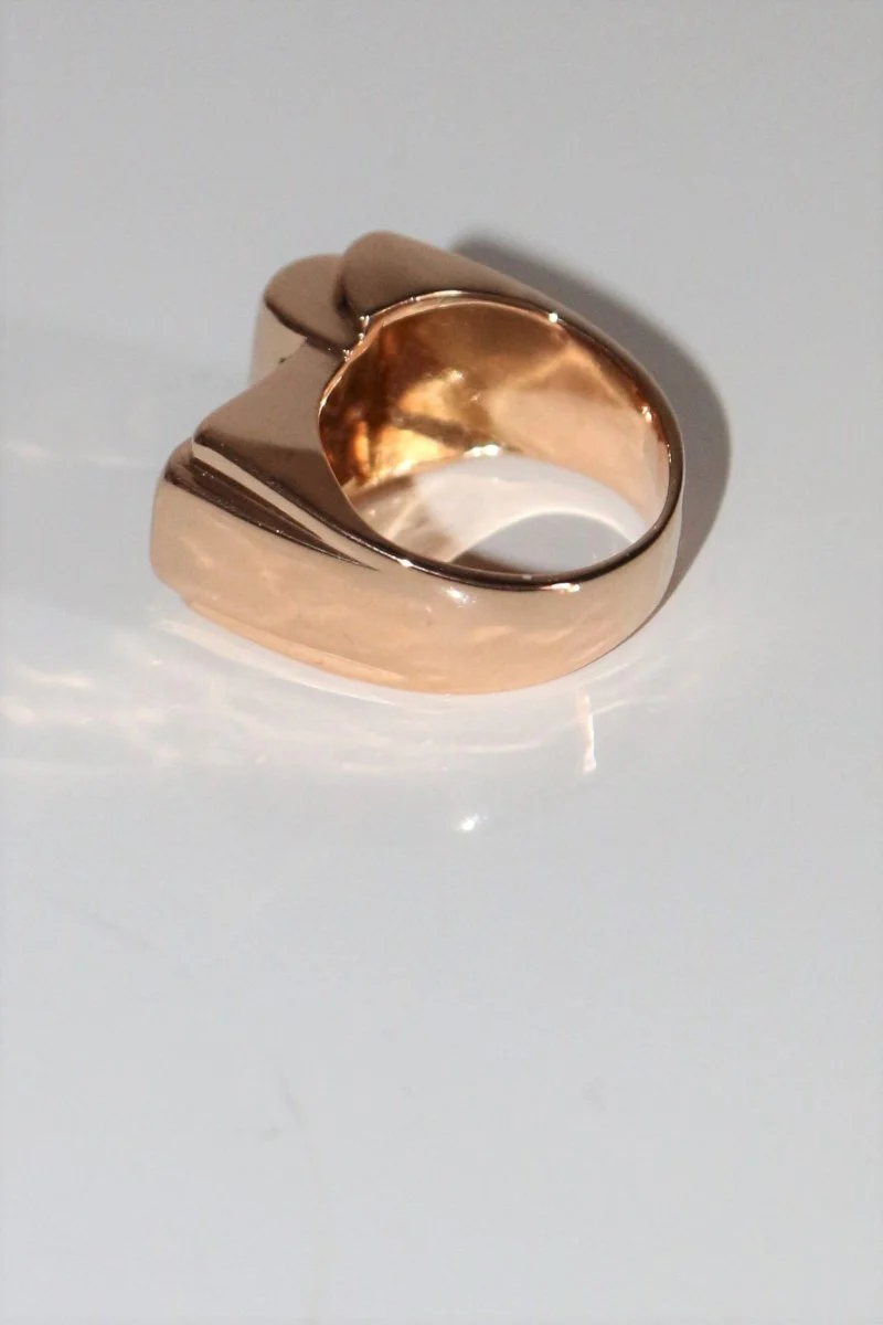Bague Tank Or Jaune Et Pierres Rouges - Image 8