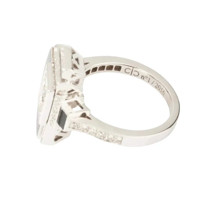 Bague Cocktail en or blanc, laque et diamants - Image 2