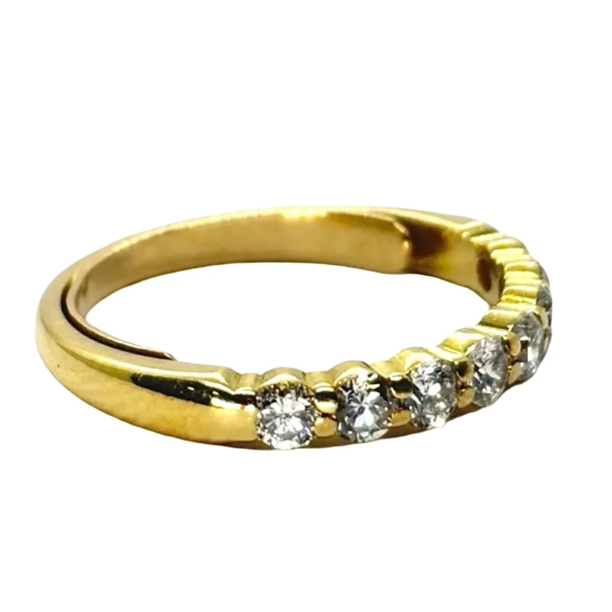 Bague Demi-alliance en or jaune et diamant - Image 5