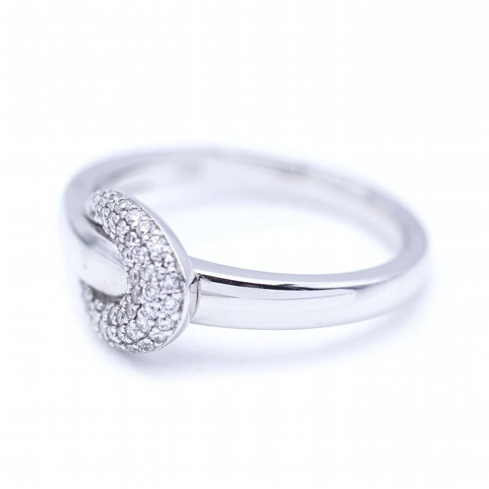 Bague Jonc Boucle en or blanc avec Diamants. - Image 2