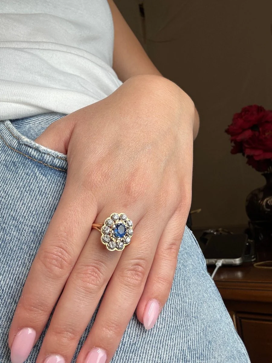 Bague - Or, saphir et diamants - Image 2