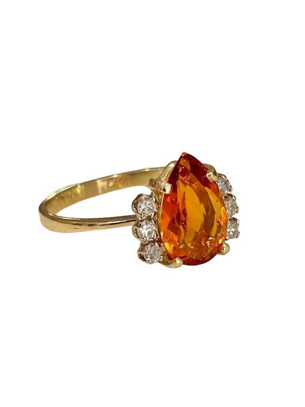 Bague, en or jaune 18k ornée d'une citrine et diamants - Image 4
