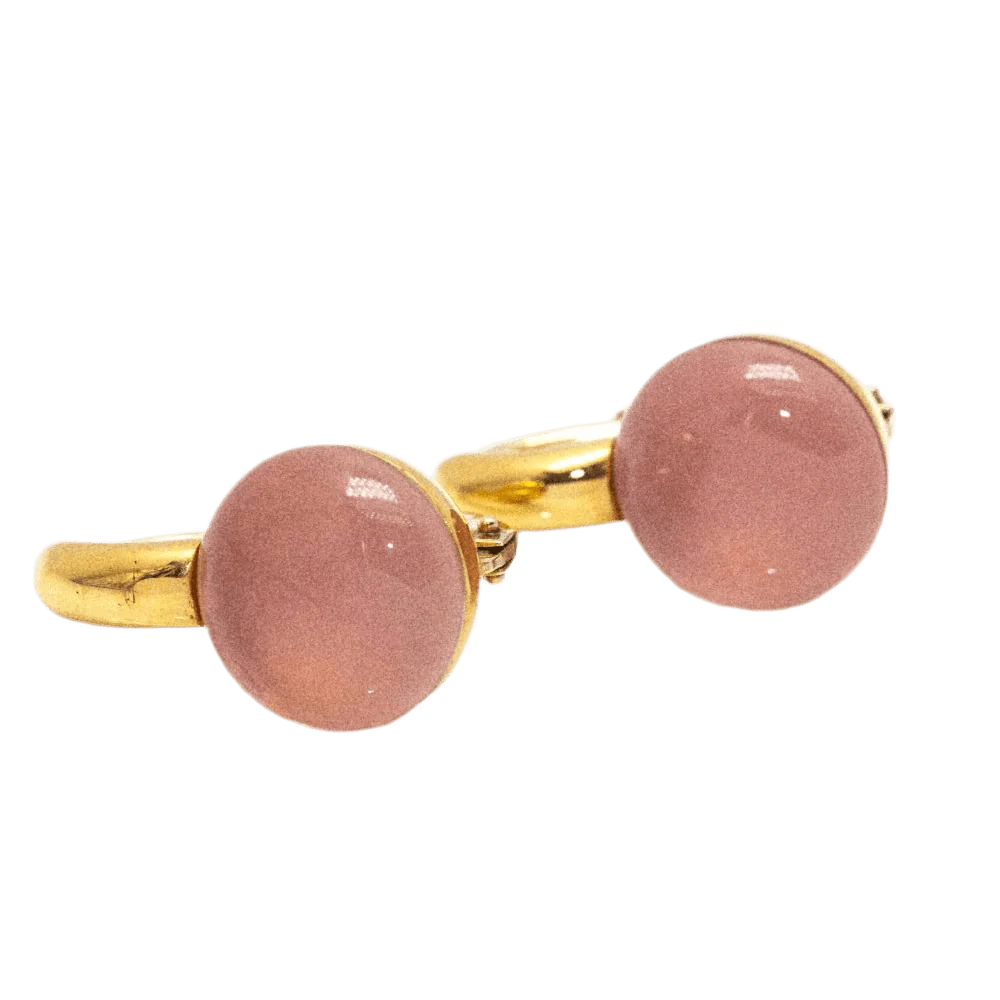 Boucles d'oreilles en or jaune et quartz