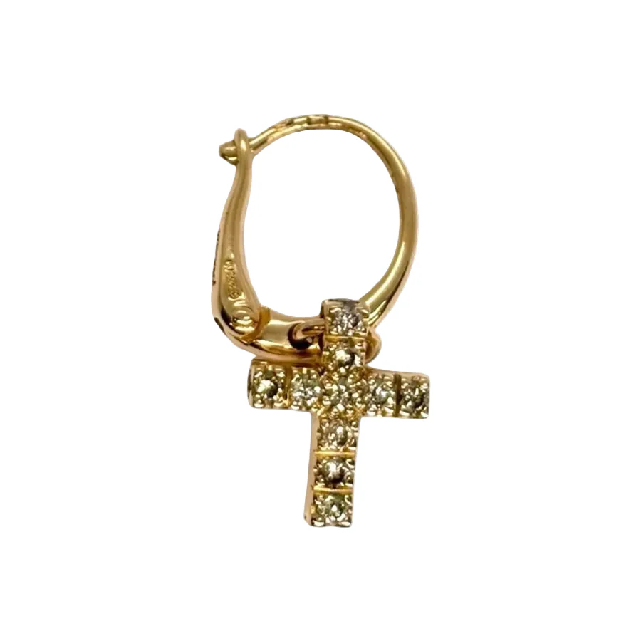 Boucle d'oreille POMELLATO "Croix" en or rose et diamants