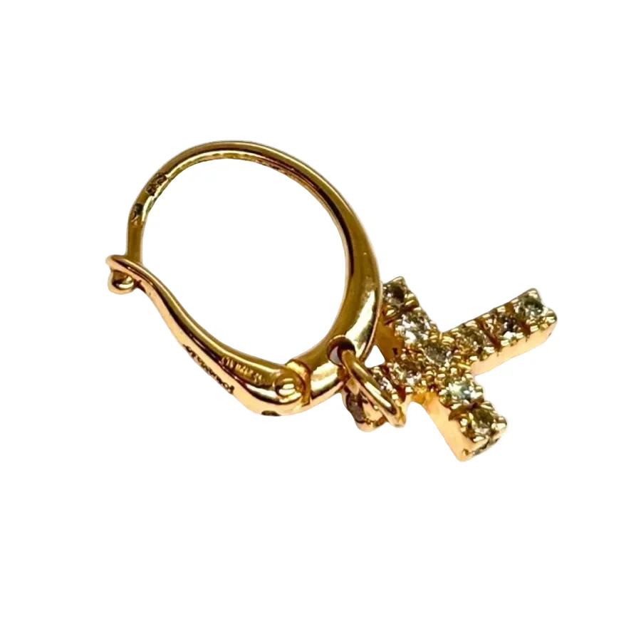 Boucle d'oreille POMELLATO "Croix" en or rose et diamants - Image 3