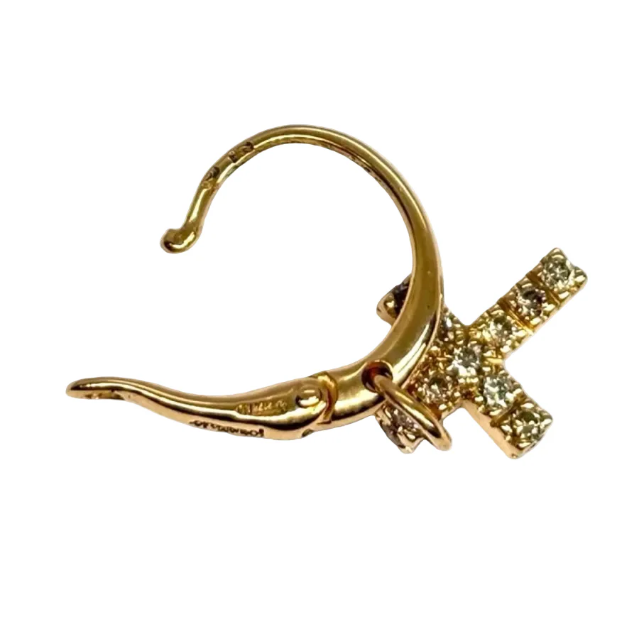 Boucle d'oreille POMELLATO "Croix" en or rose et diamants - Image 4