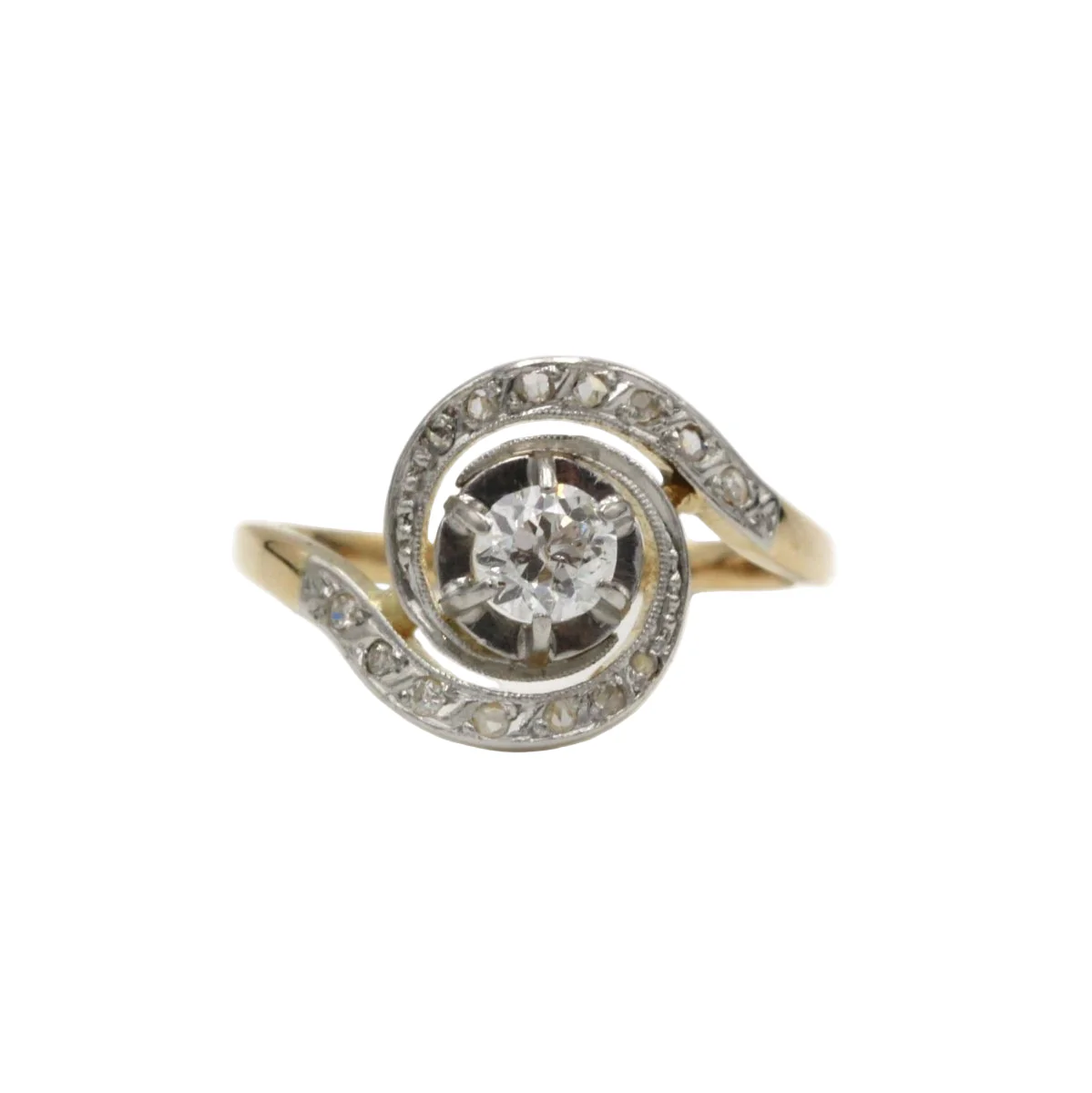 Bague en or jaune, or blanc, et Diamants