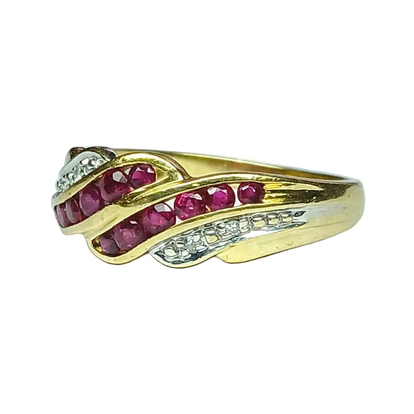 Bague en or blanc, or jaune, rubis et diamants - Image 3