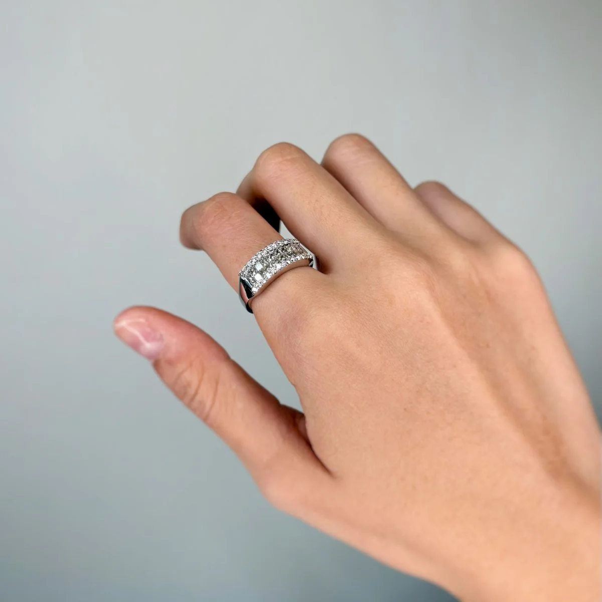 Bague Bandeau - Or blanc & Diamants - Image 4