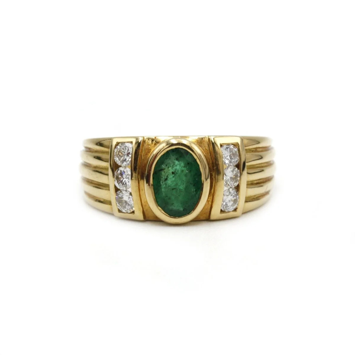 Bague Bandeau en or, émeraude et diamants