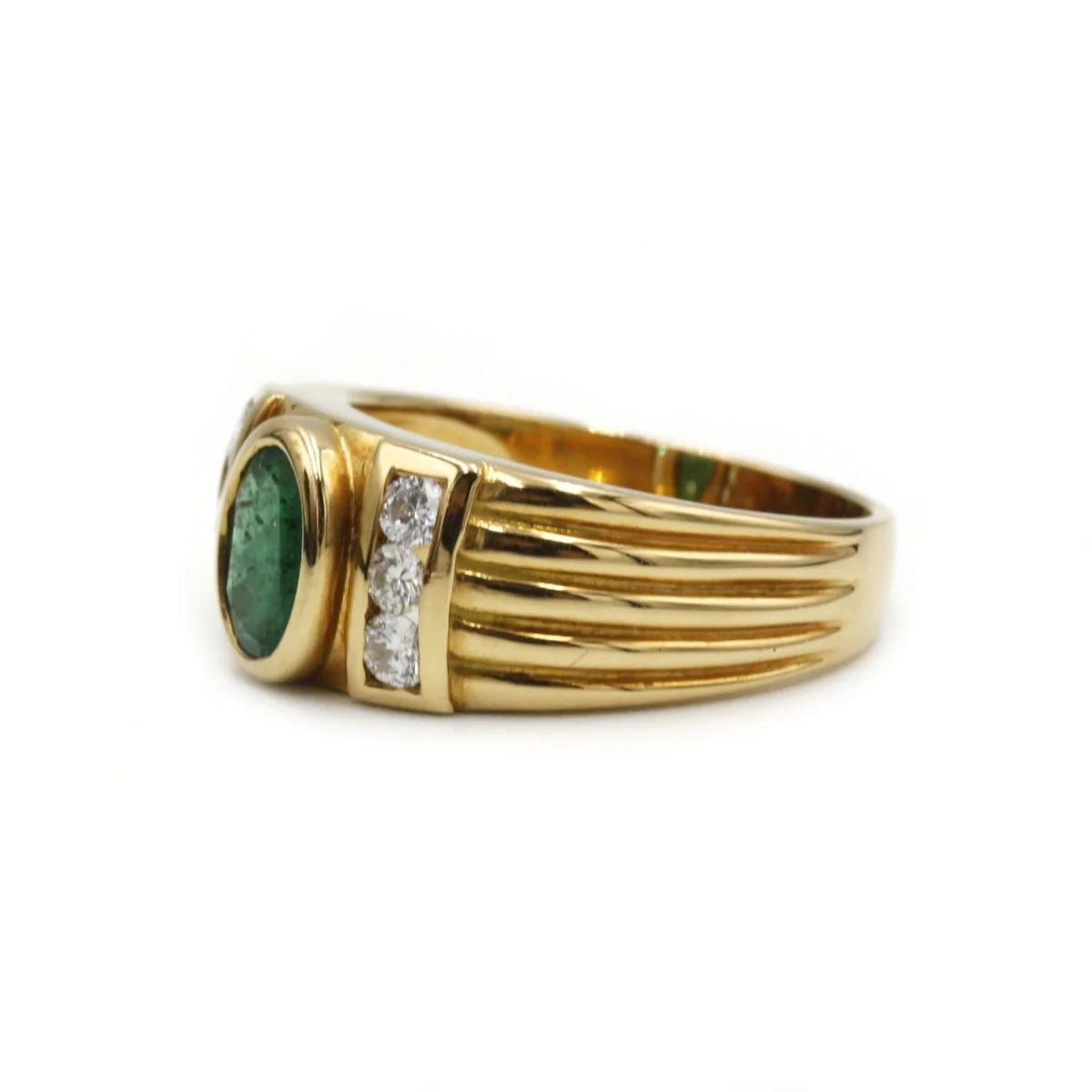 Bague Bandeau en or, émeraude et diamants - Image 3