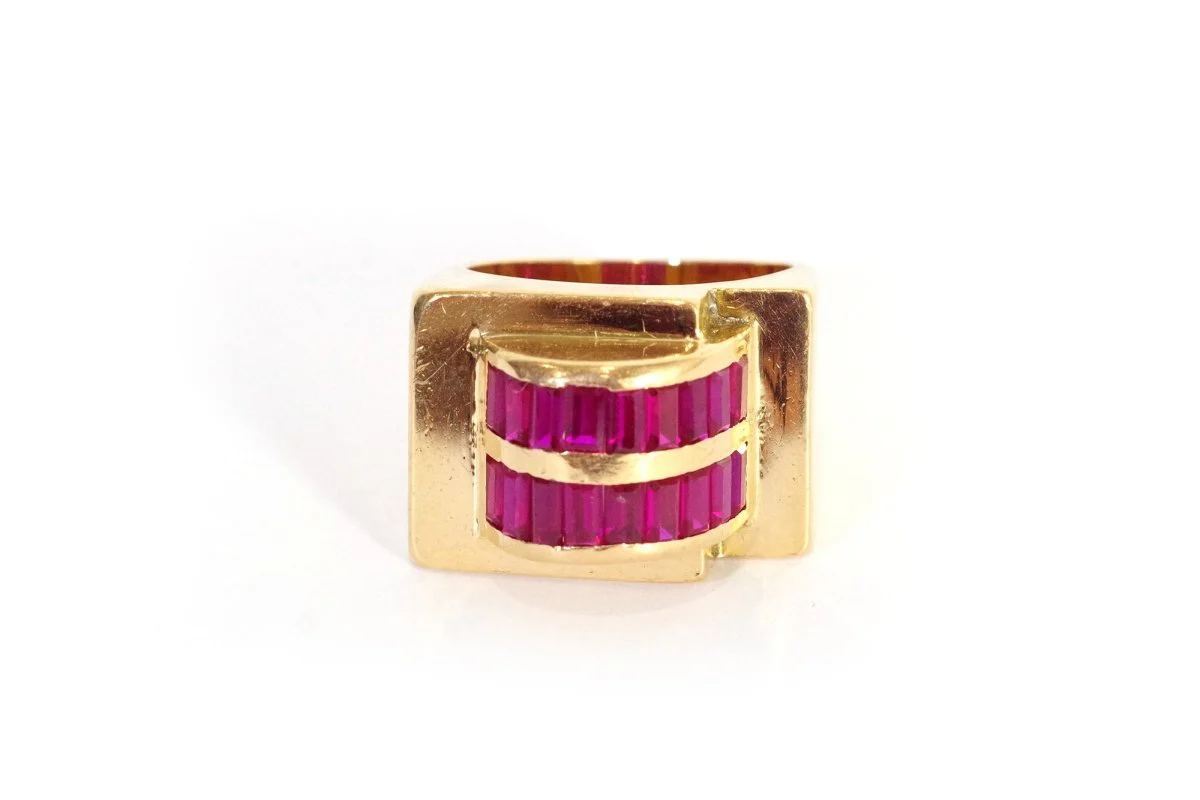 Bague Tank rubis en or