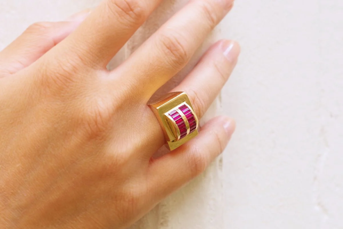 Bague Tank rubis en or - Image 2