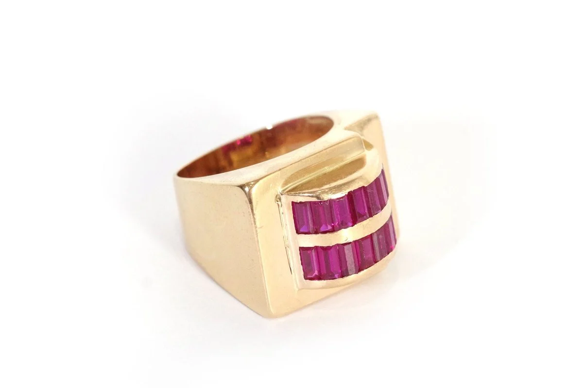 Bague Tank rubis en or - Image 4