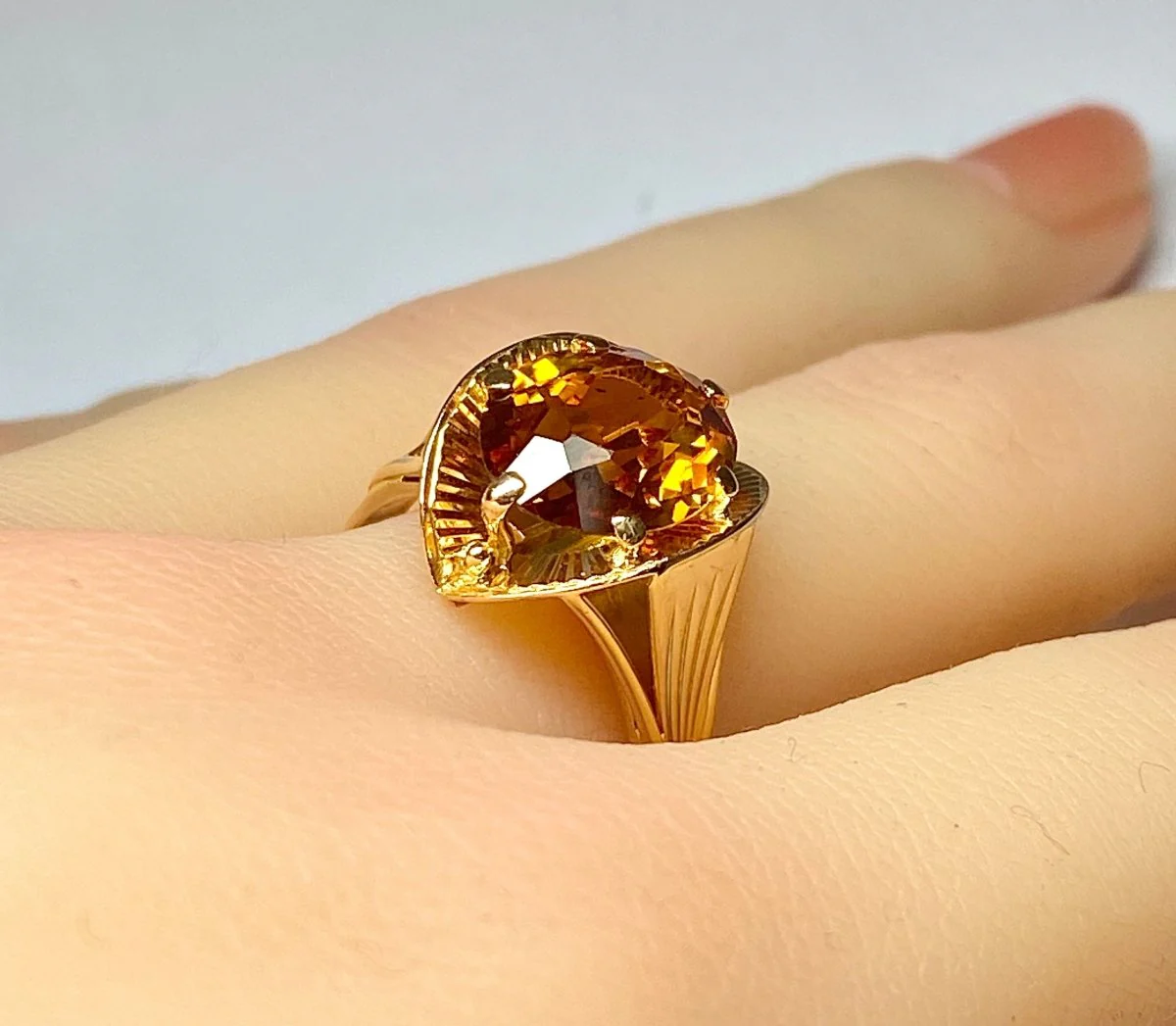 Bague Cocktail en or rose et citrine - Image 3