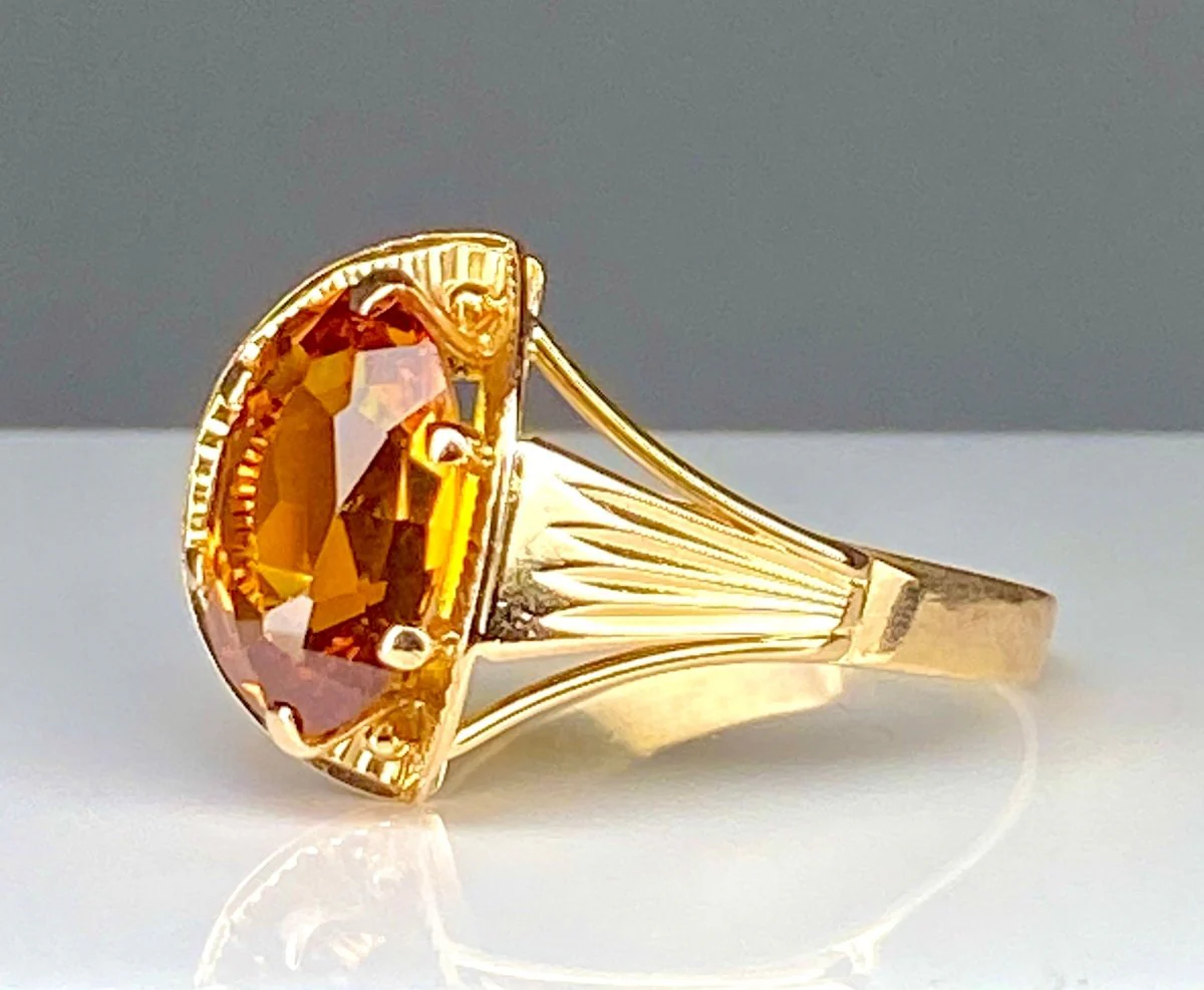 Bague Cocktail en or rose et citrine - Image 7