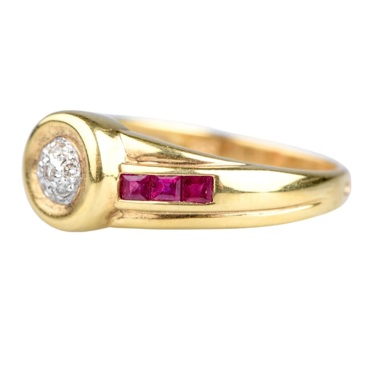 Bague Tank en or jaune, rubis et diamant - Image 2