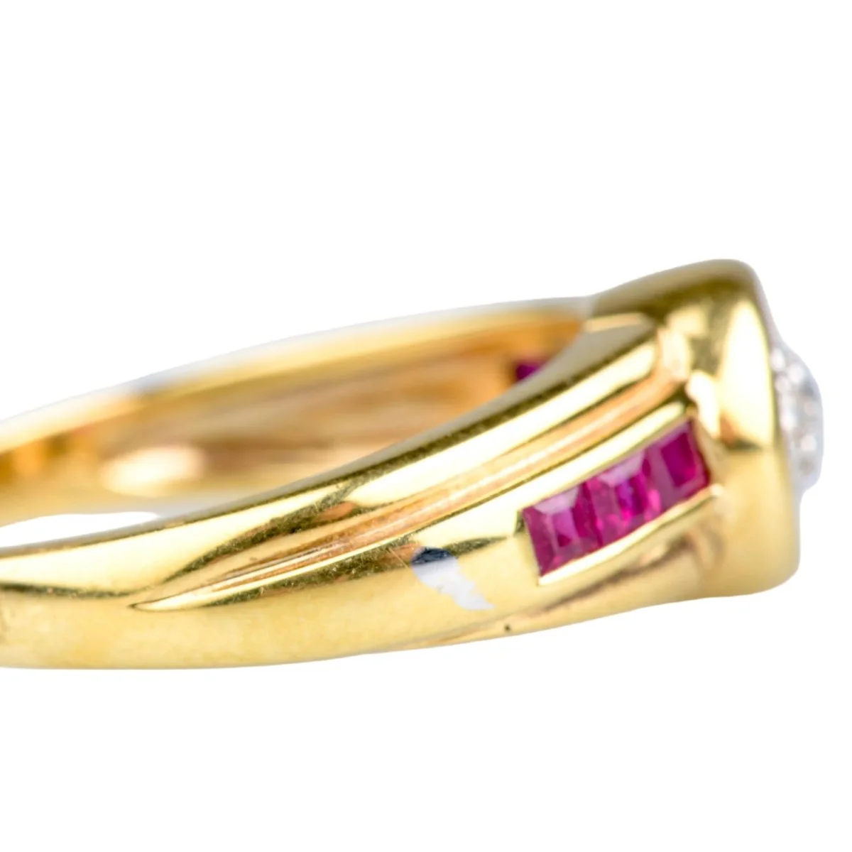 Bague Tank en or jaune, rubis et diamant - Image 4