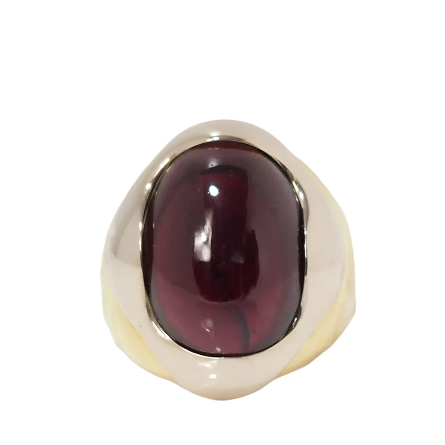 Bague Jonc en or jaune, or blanc et améthyste
