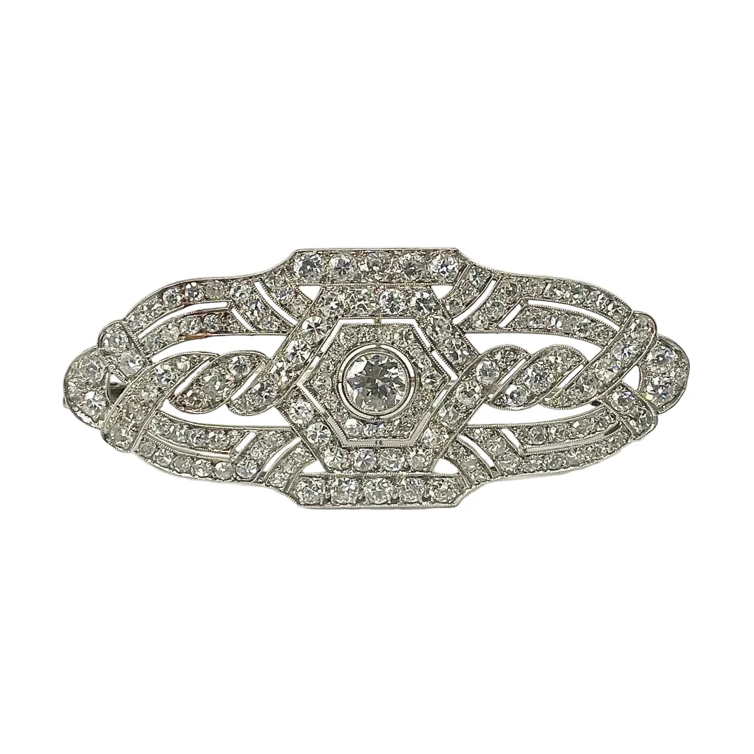 Broche Art Déco platine et 5,8 carats de diamants