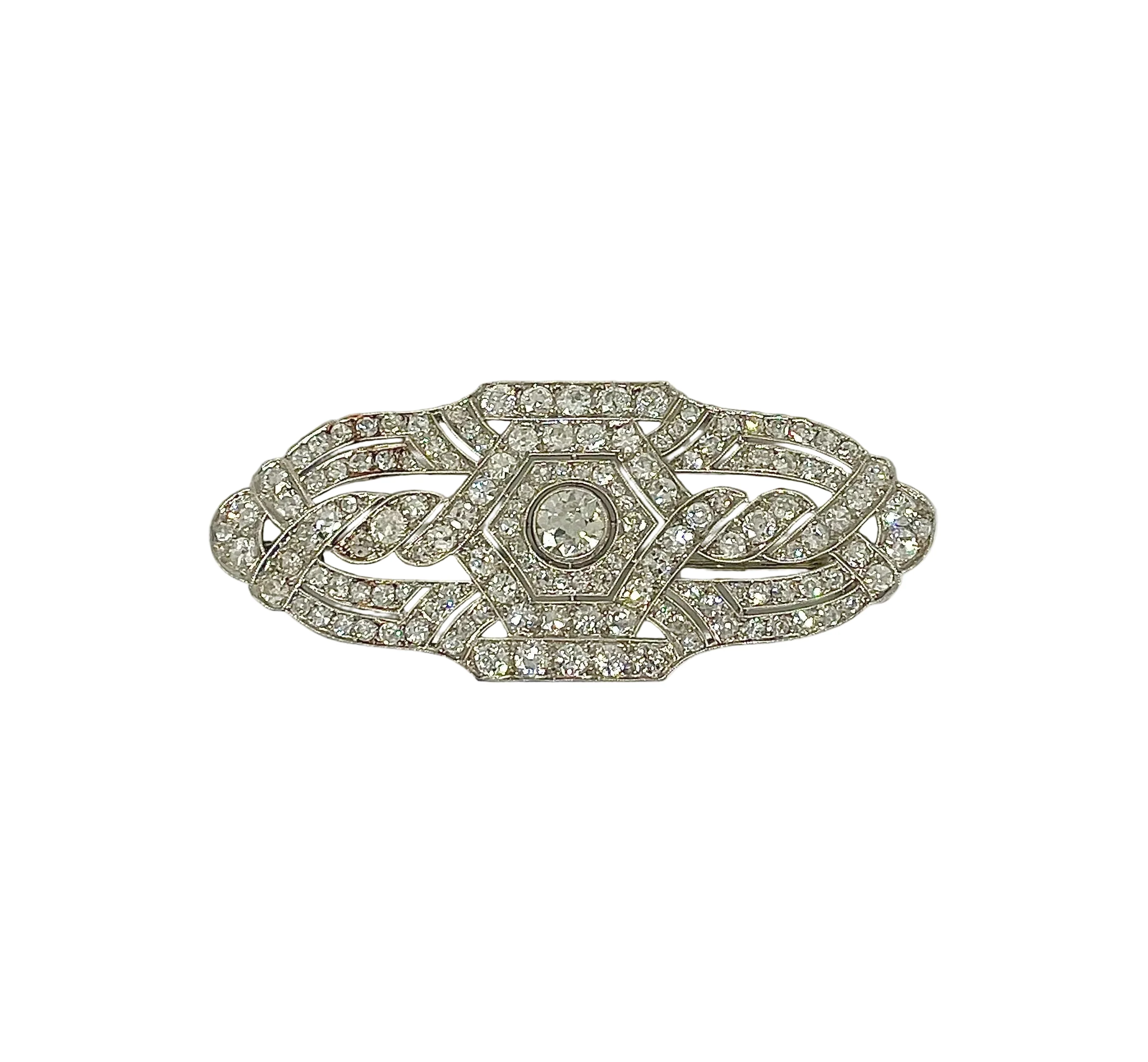 Broche Art Déco platine et 5,8 carats de diamants - Image 4