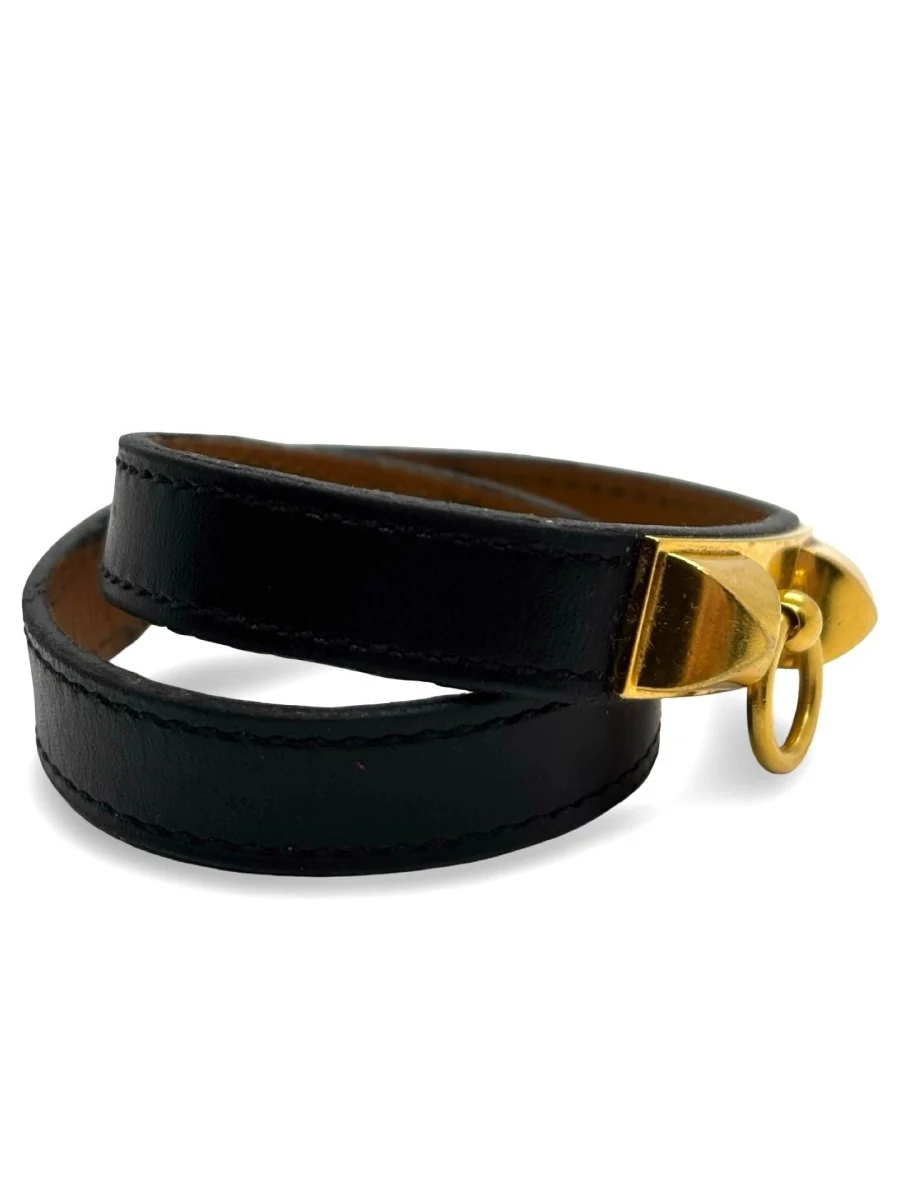 Bracelet double tour Hermès Rivale plaqué or - Image 5