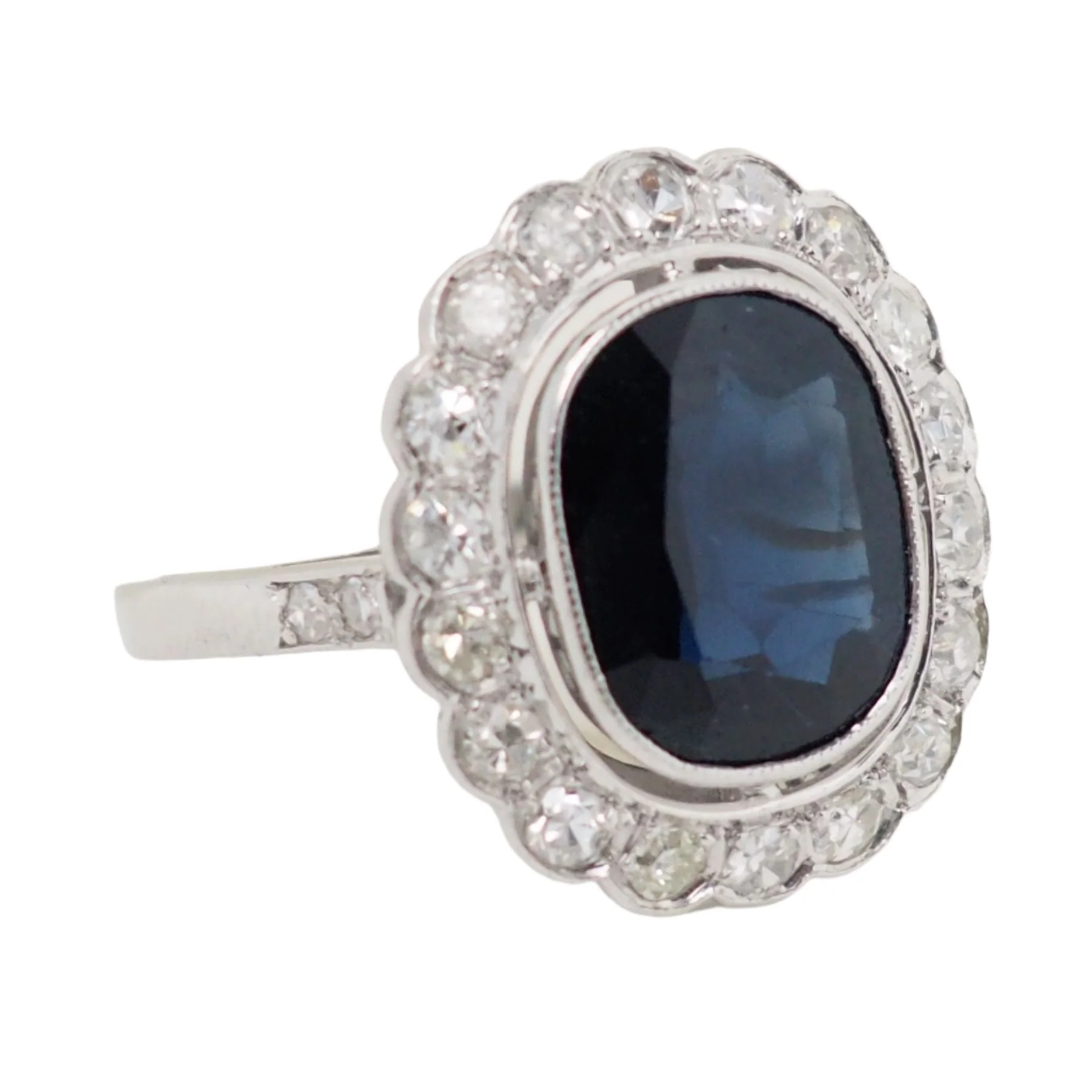 Bague Art Déco en platine, saphir et diamants - Image 3