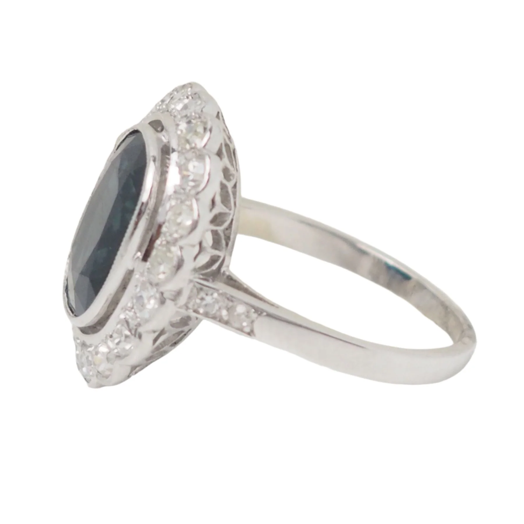 Bague Art Déco en platine, saphir et diamants - Image 5