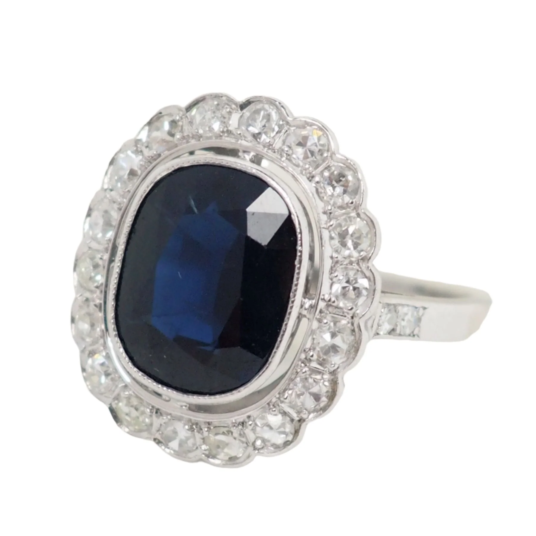 Bague Art Déco en platine, saphir et diamants - Image 6