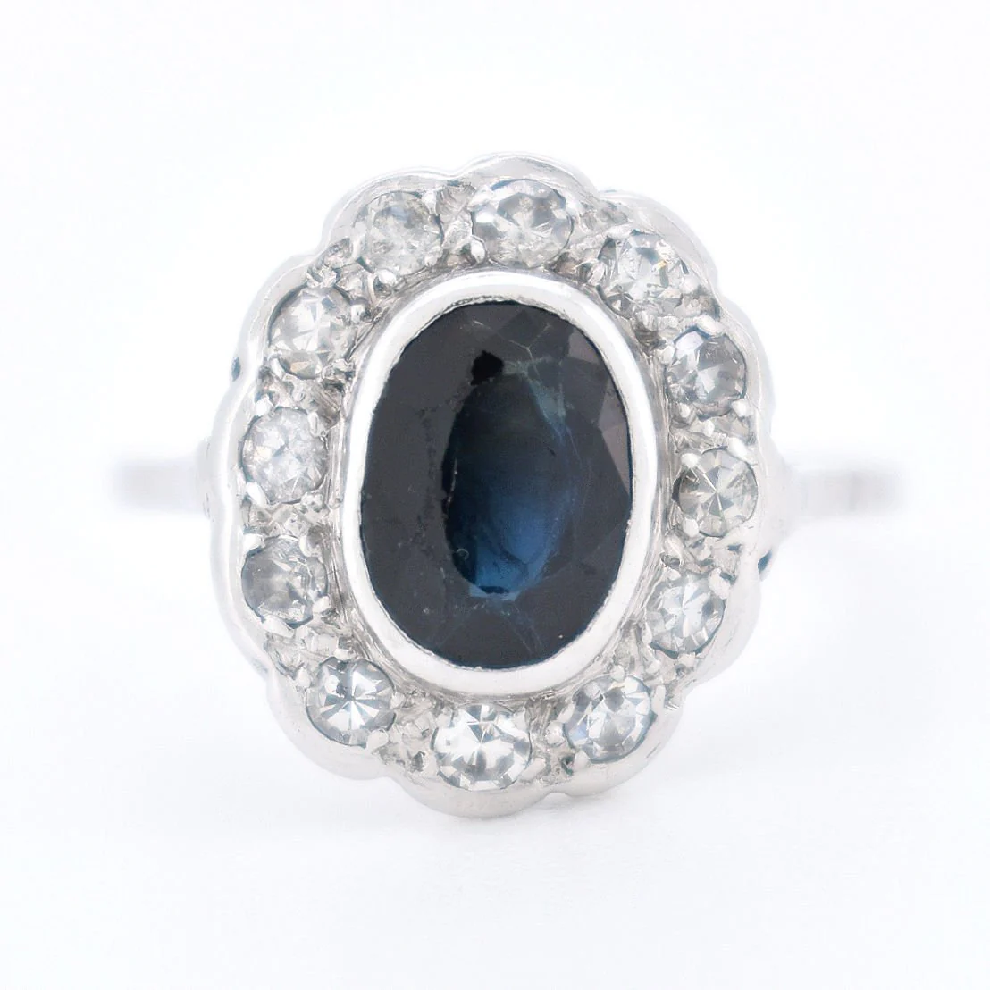 Bague Marguerite Or Saphir et Diamants - Art Déco