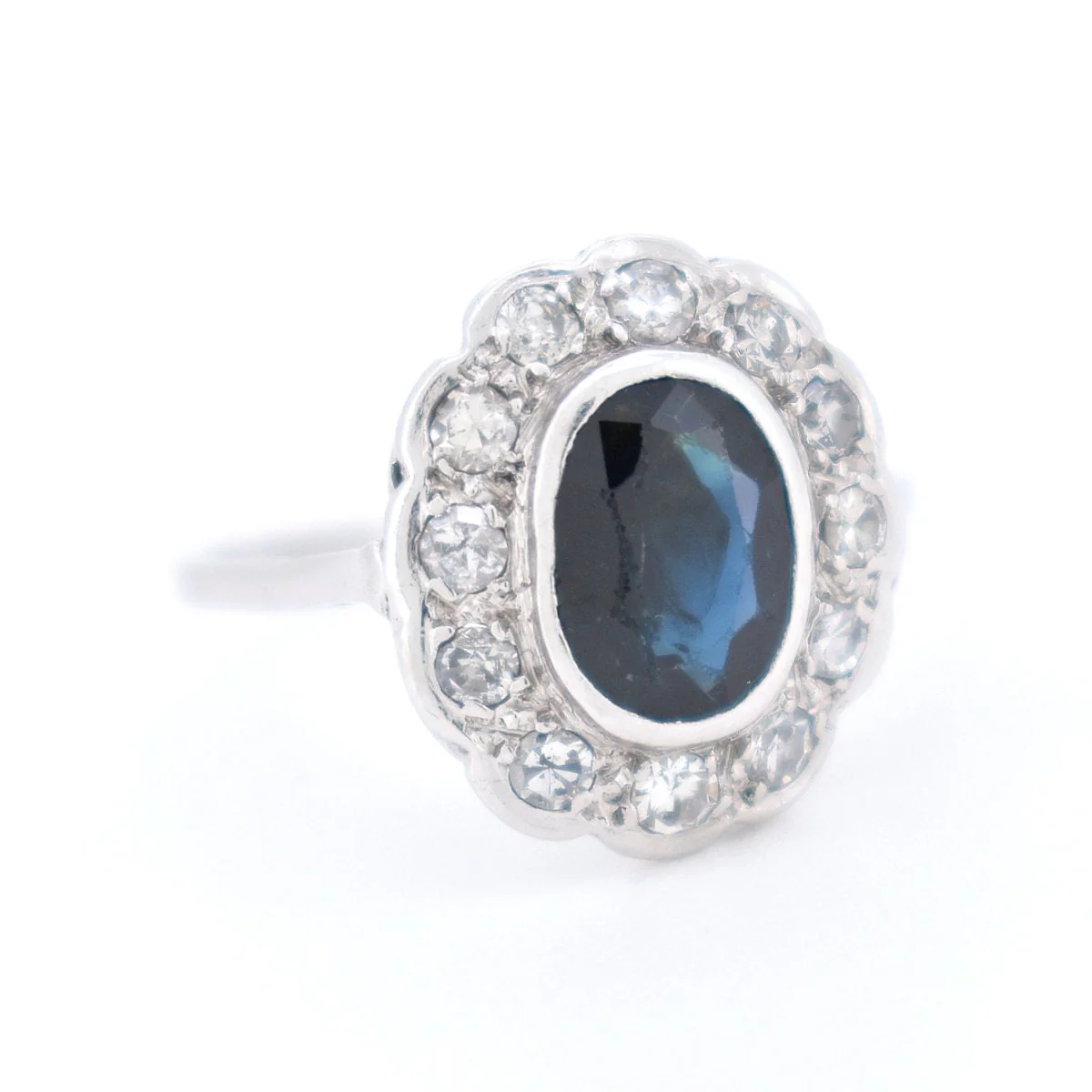 Bague Marguerite Or Saphir et Diamants - Art Déco - Image 4