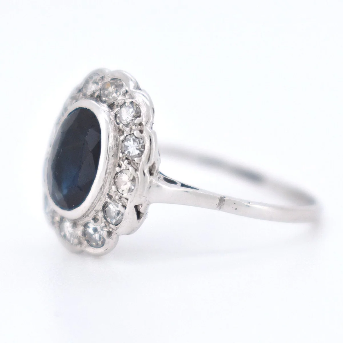 Bague Marguerite Or Saphir et Diamants - Art Déco - Image 8
