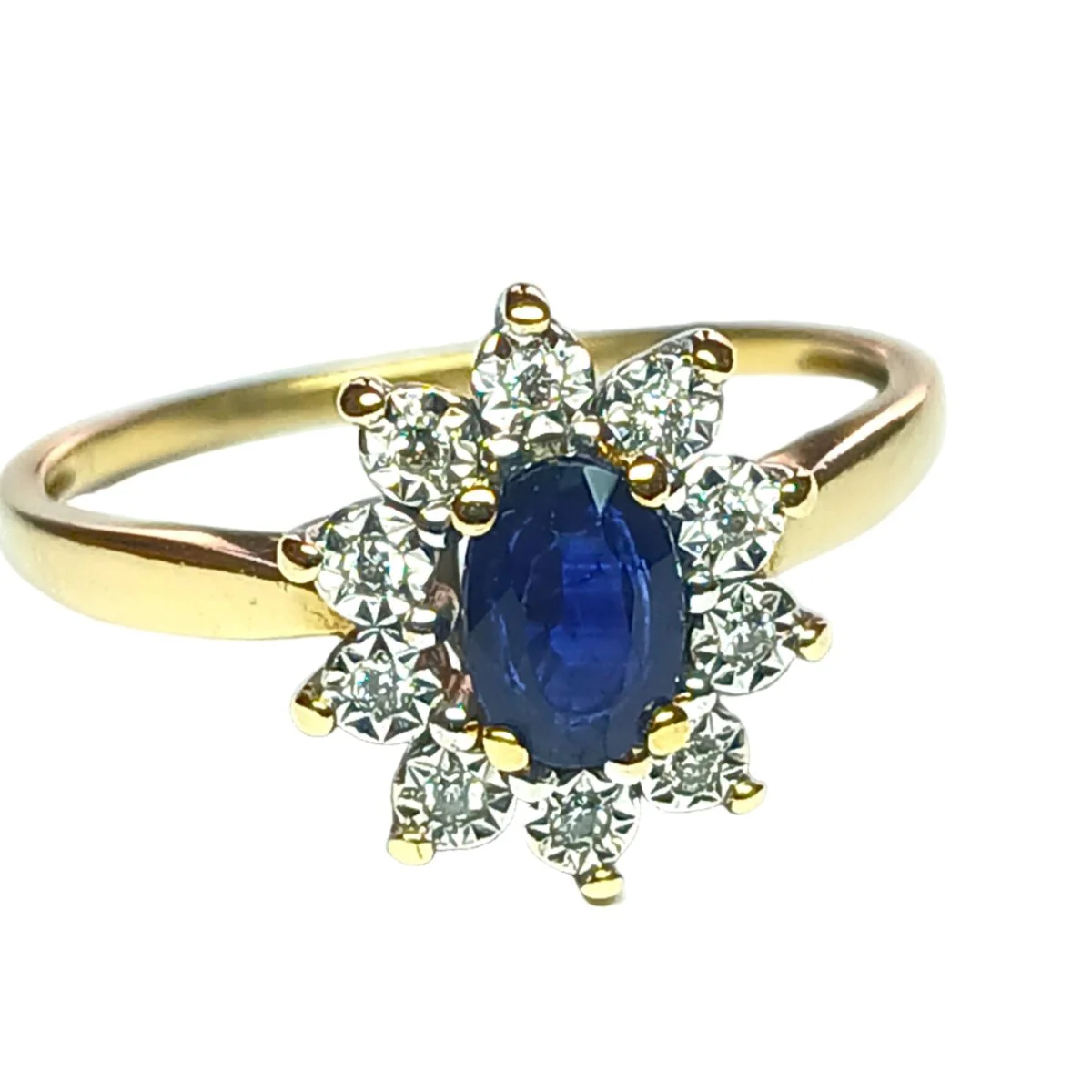 Bague Marguerite en or jaune, saphir, et diamants - Image 3