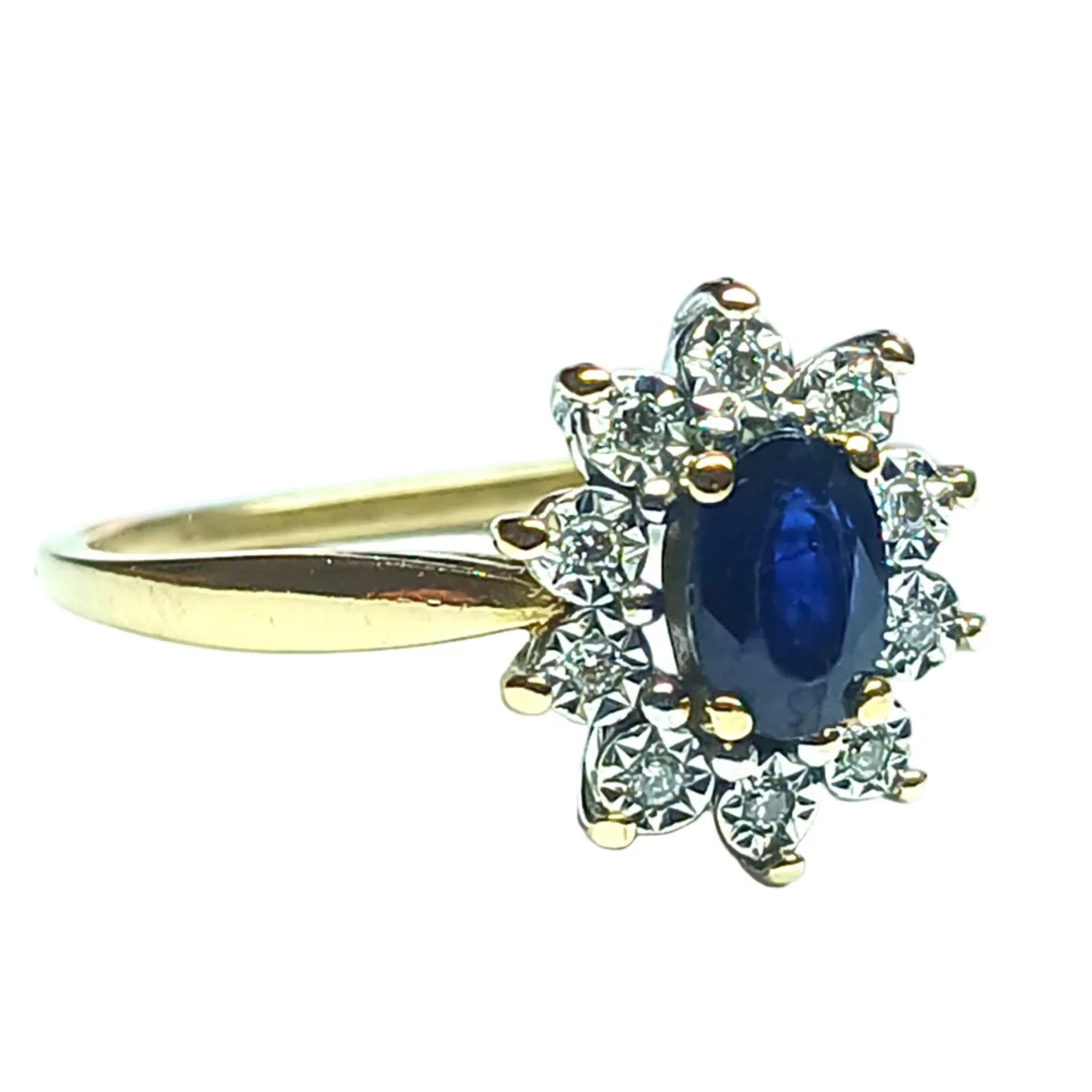 Bague Marguerite en or jaune, saphir, et diamants - Image 4