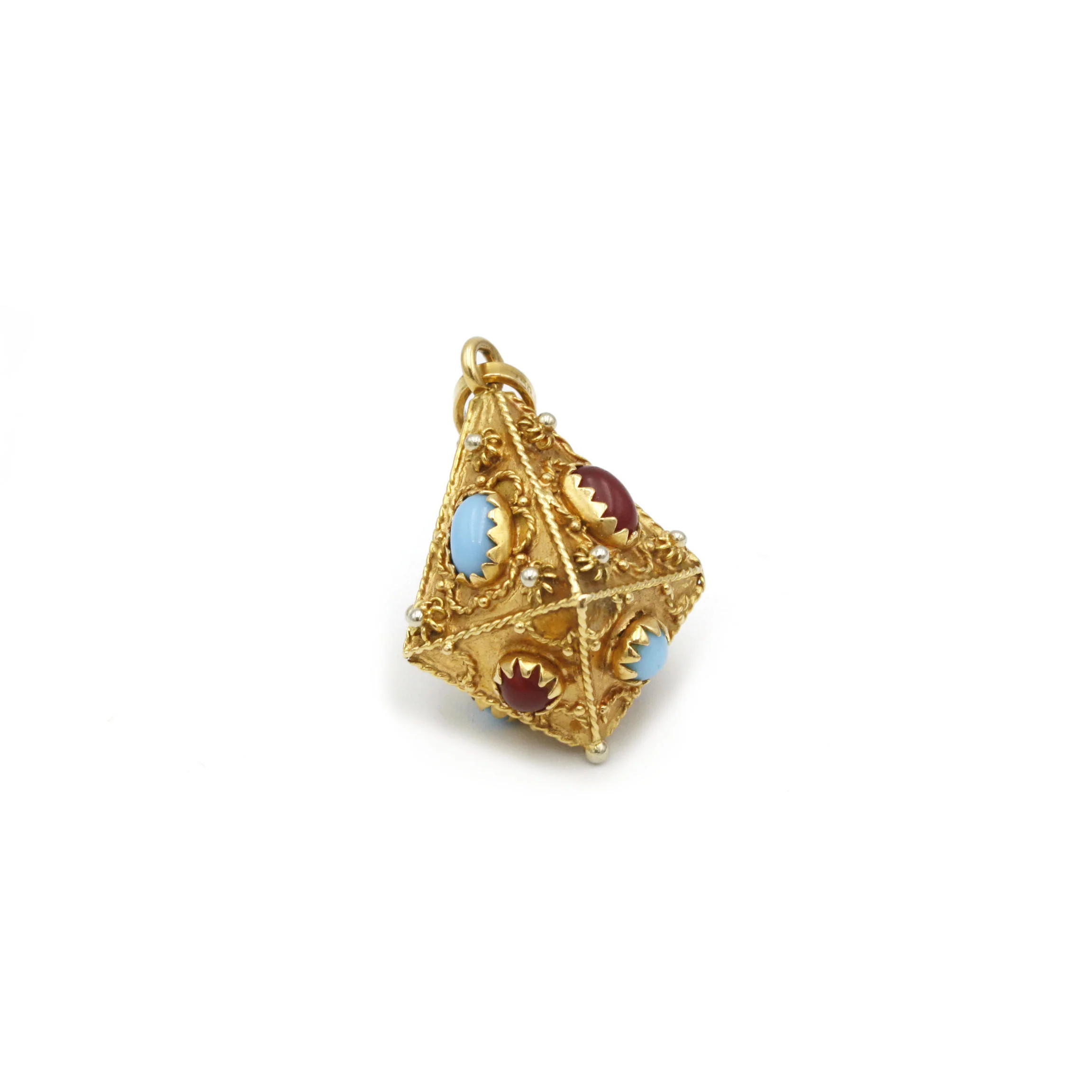 Pendentif - Or, cornalines & turquoises - Image 2