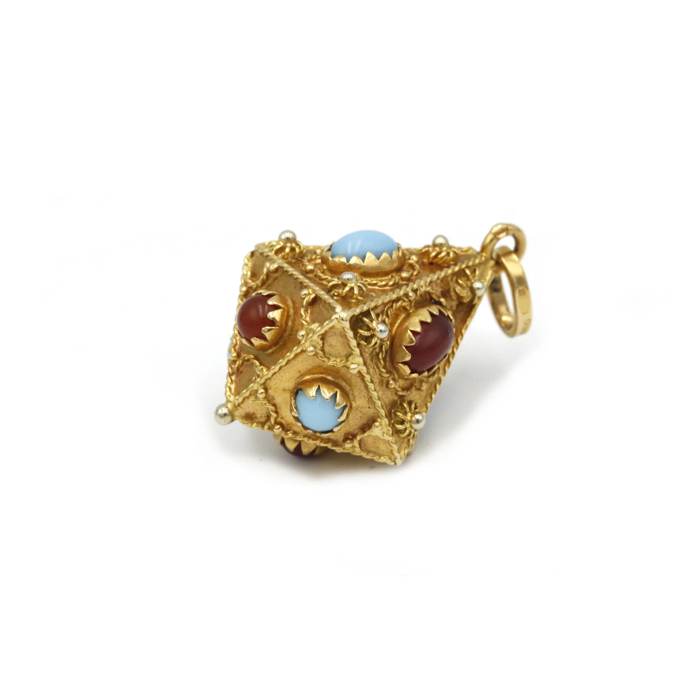Pendentif - Or, cornalines & turquoises - Image 4