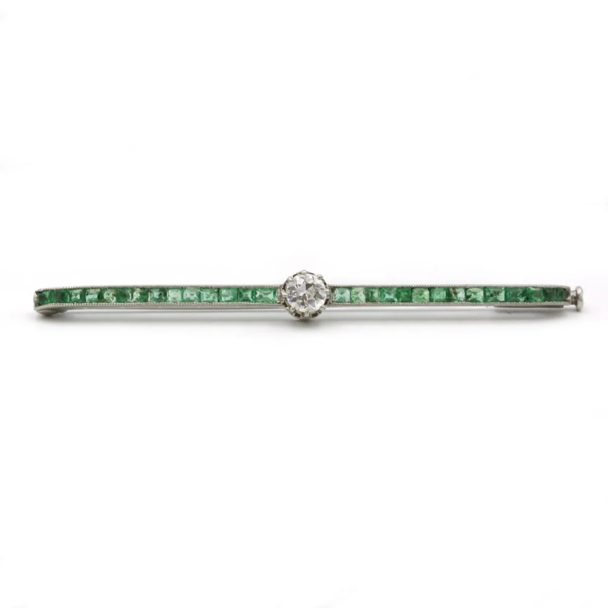 Broche - Or, Platine, Diamants & Émeraudes.