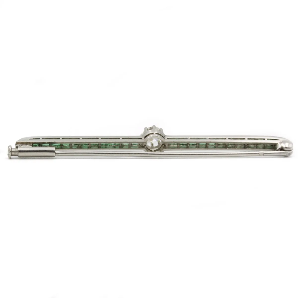 Broche - Or, Platine, Diamants & Émeraudes. - Image 2