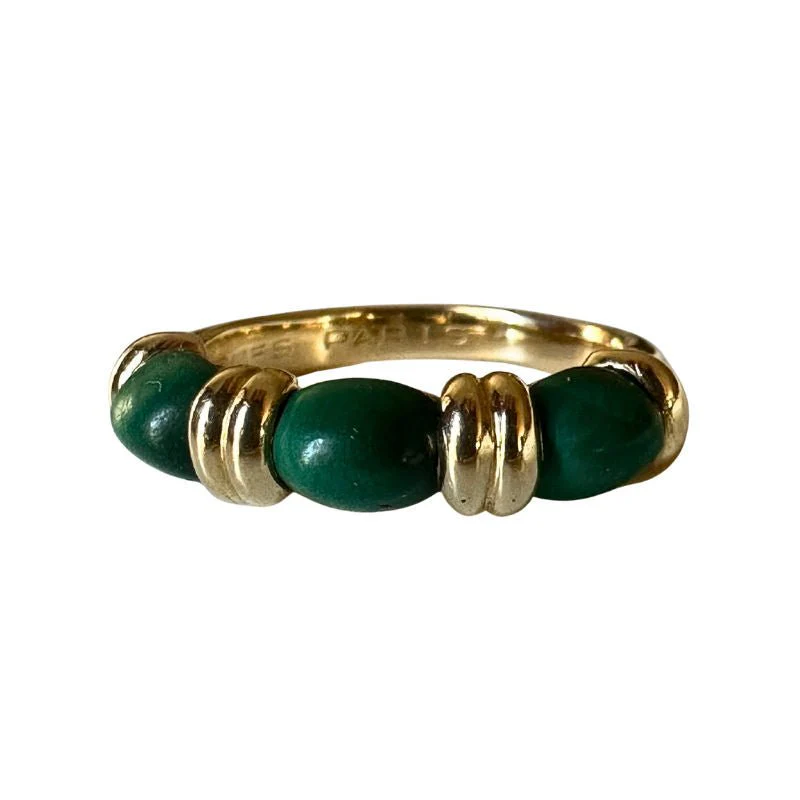 Bague Jonc HERMÈS en or jaune et malachite