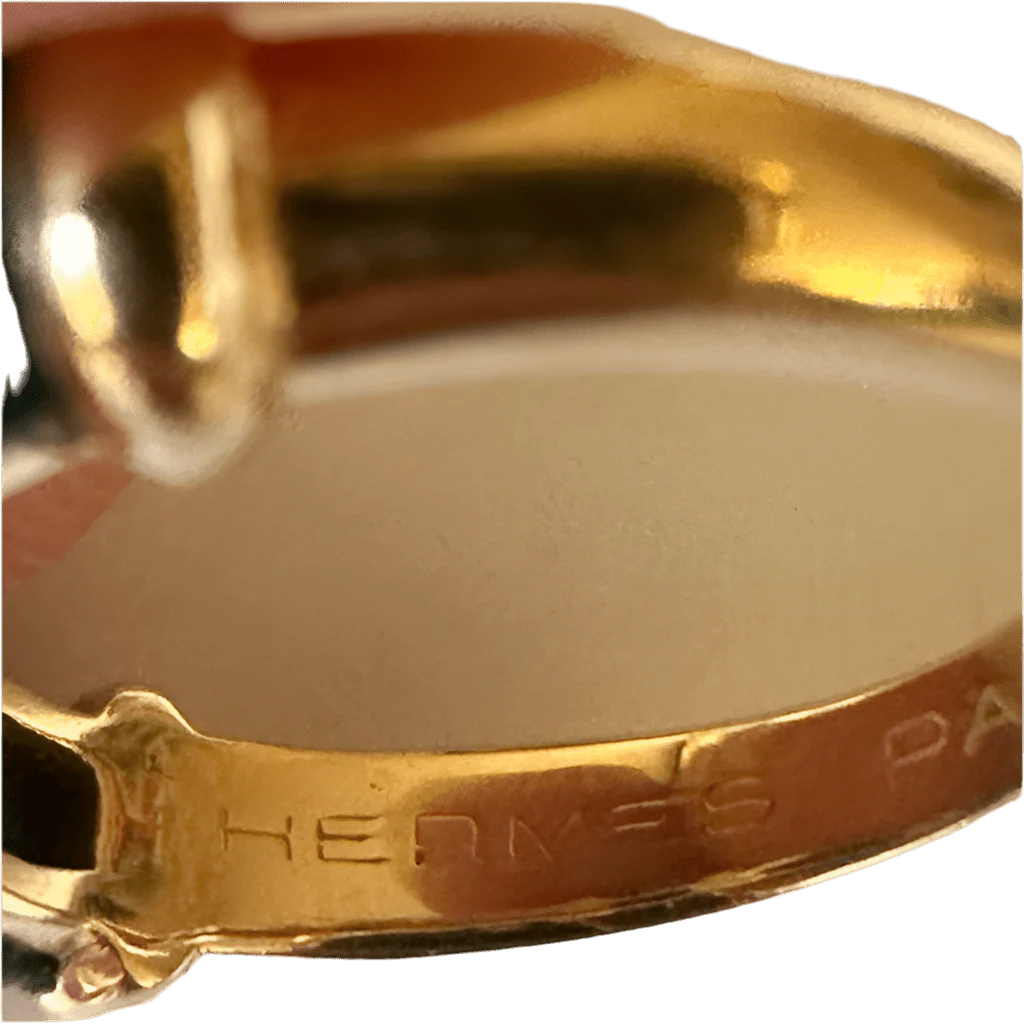 Bague Jonc HERMÈS en or jaune et malachite - Image 3