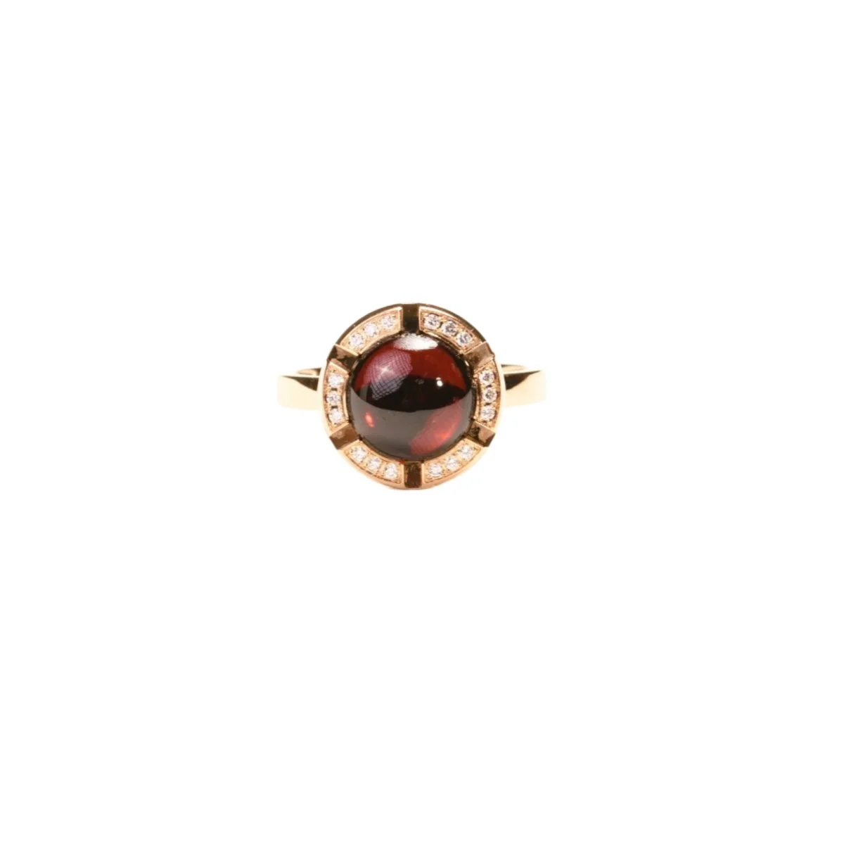 Bague CHAUMET "Class One Croisière" en or rose, cabochon de grenat et diamants