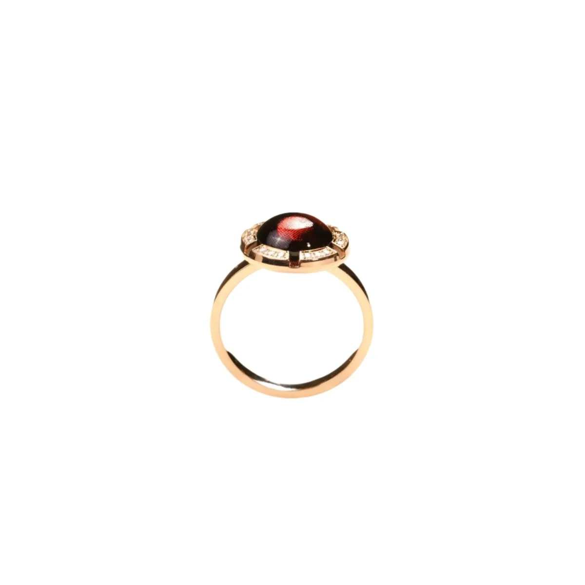 Bague CHAUMET "Class One Croisière" en or rose, cabochon de grenat et diamants - Image 2